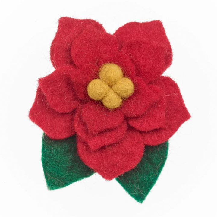 Poinsettia | Handmade Felt Christmas Brooch | Cracker Filler | Fairtrade