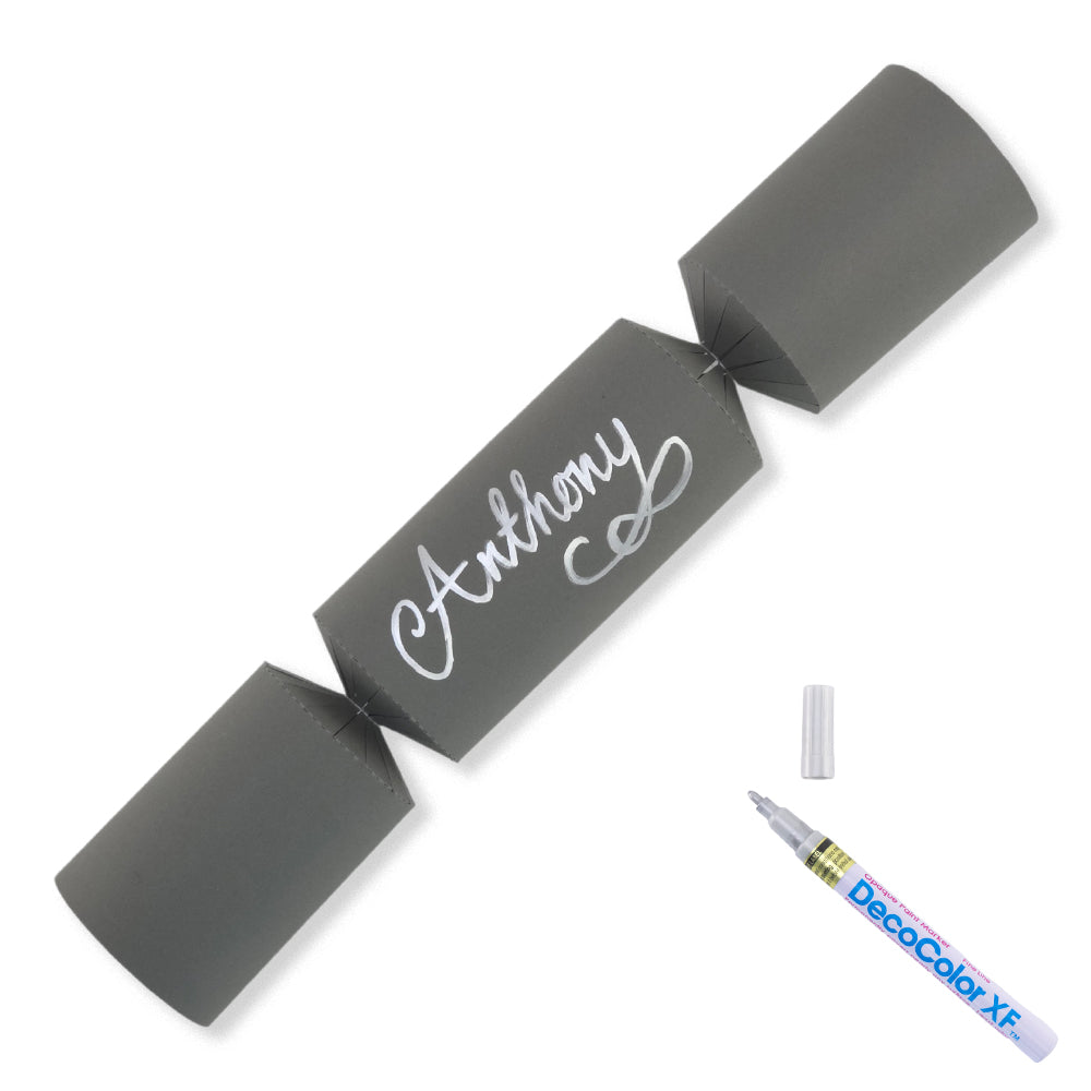 Deep Grey | 12 Personalise Your Own Crackers | Make &amp; Fill Your Own | With Pen