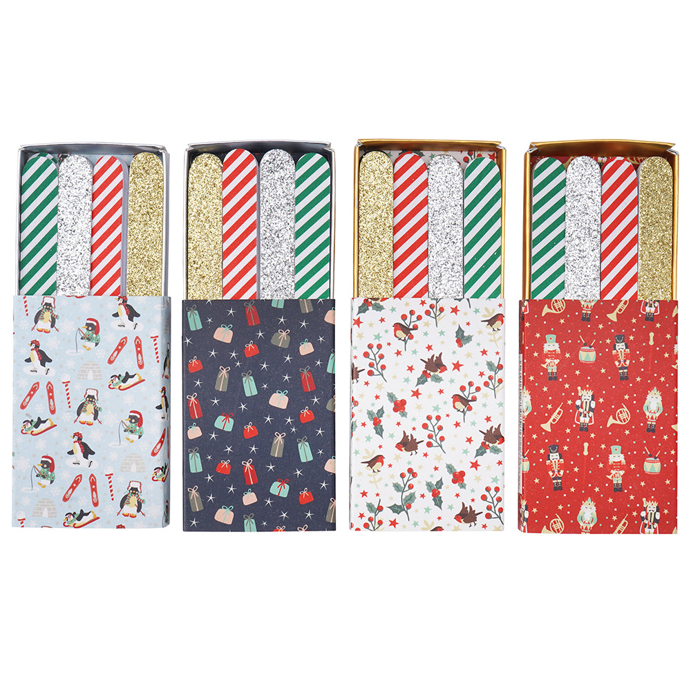 Single 8 Matchbox Style Christmas Themed Mini Nail Files | Cracker Filler | Mini Gift