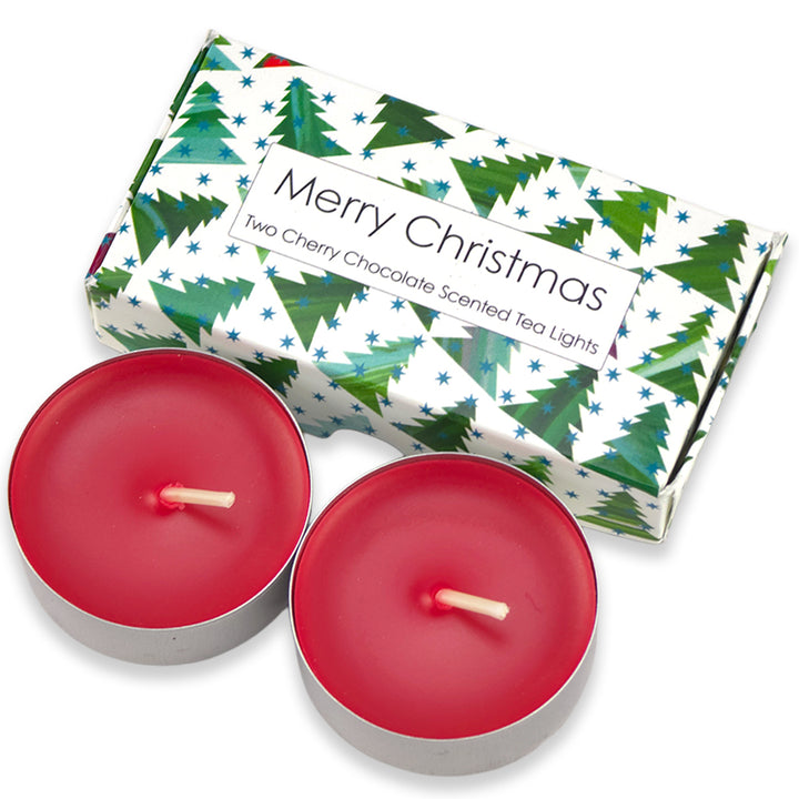 Chocolate &amp; Cherry Tealight Candles | Christmas Tree Wave | Cracker Filler Gift
