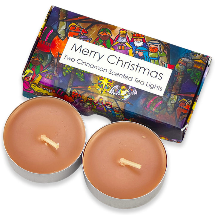 Cinnamon Tealight Candles | Kids Nativity Design | Mini Gift | Cracker Filler