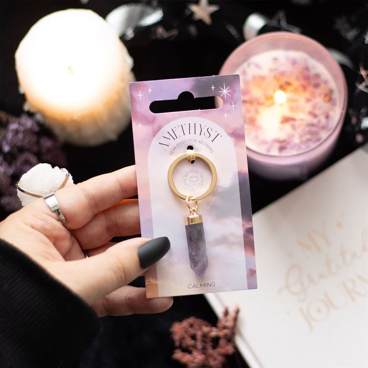 Calming | Amethyst Crystal Keyring | Wellbeing | Little Gift | Cracker Filler