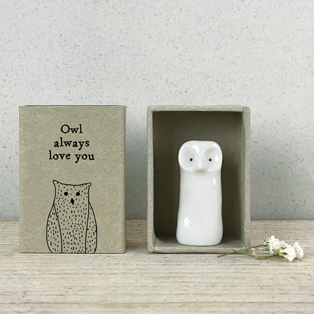 Owl Always Love You | Ceramic Owl in a Matchbox | Cracker Filler | Mini Gift