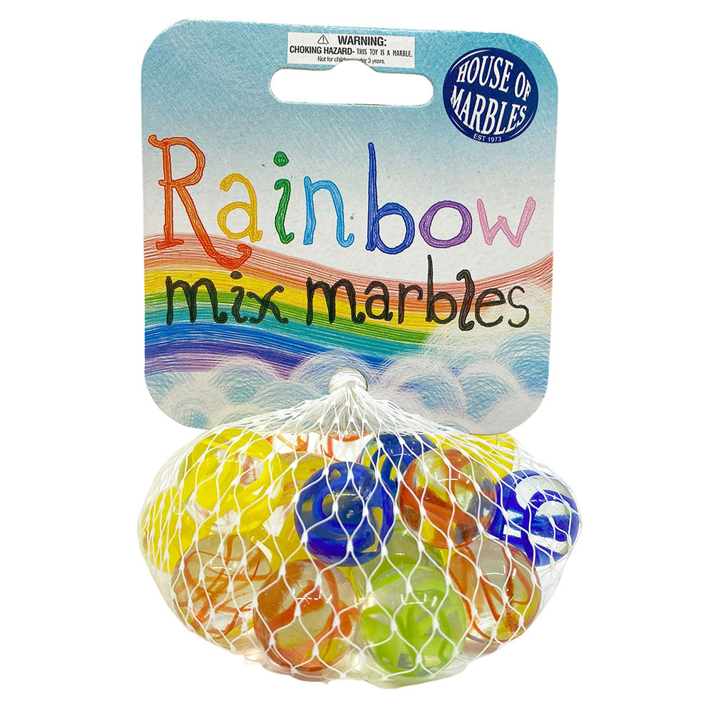 Rainbow Mix | Net Bag of 21 Assorted Marbles | Party Bag Gift | Cracker Filler