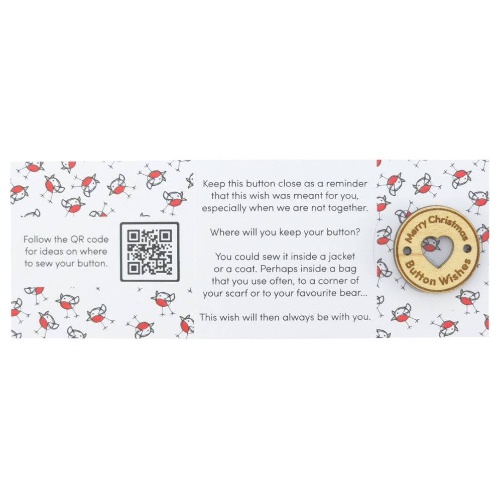 Chirpy Robin | Button Wishes | Merry Christmas Sew On Token | Cracker Filler
