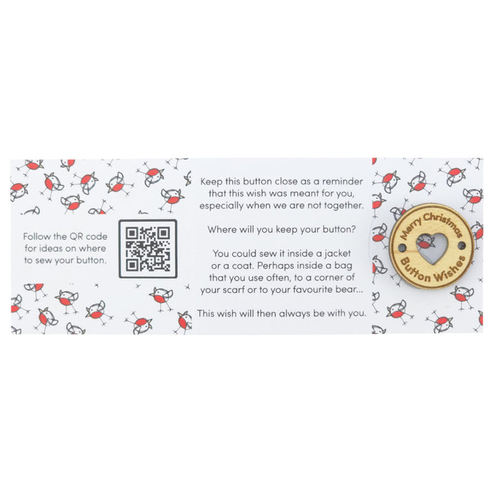 Chirpy Robin | Button Wishes | Merry Christmas Sew On Token | Cracker Filler