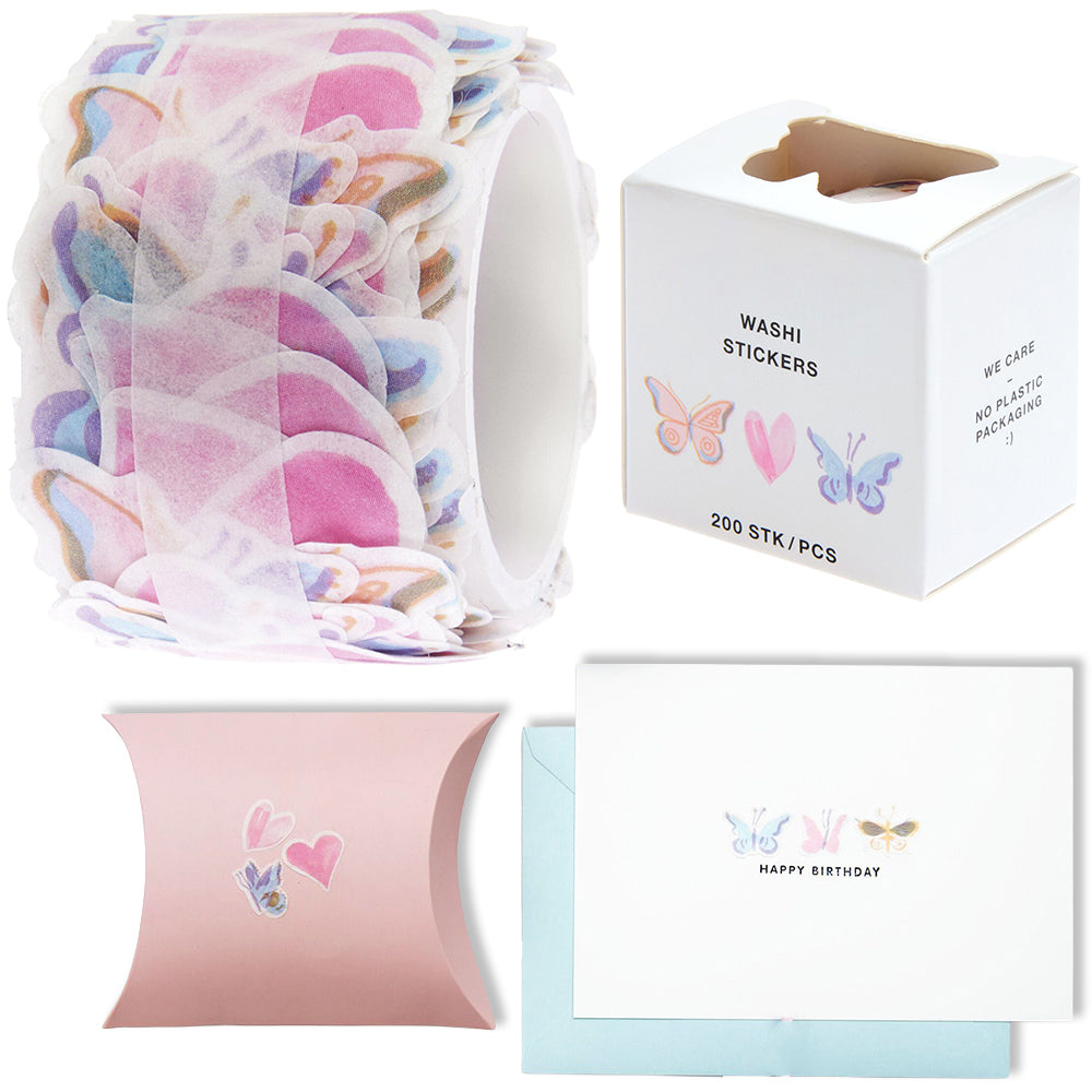 Butterflies & Hearts | Washi Style Stickers | Reel of 200
