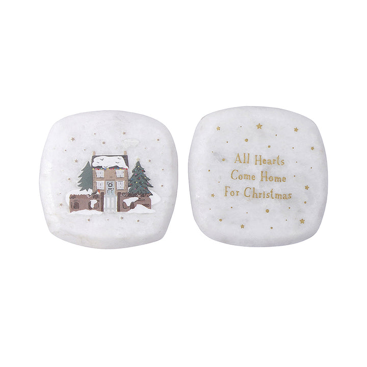 Hearts at Home for Christmas | 5cm Ceramic Pebble Keepsake | Cracker Filler | Little Gift