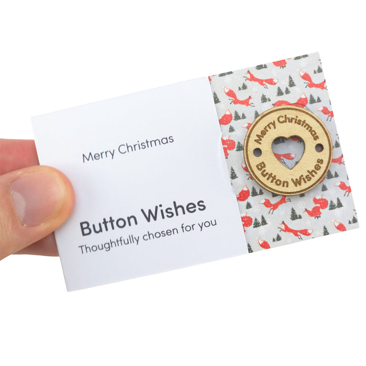 Christmas Fox | Button Wishes | Merry Christmas Sew On Token | Cracker Filler