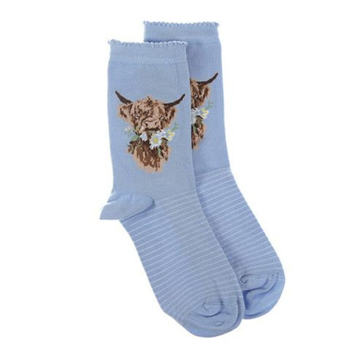 Daisy Coo Highland Cow | Ladies Supersoft Bamboo Socks | One Size | Wrendale Designs