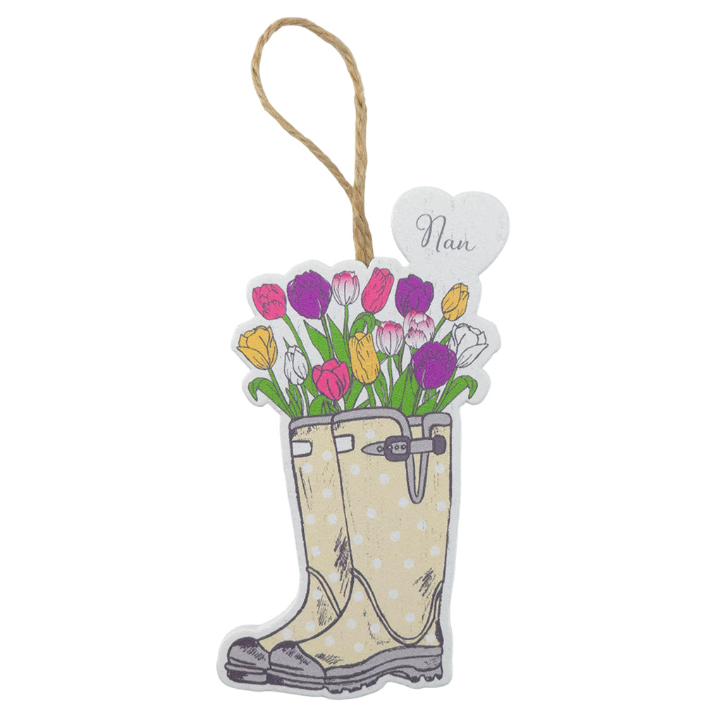 NAN | Floral Welly Boot Hanger | Mini Gift | Cracker Filler