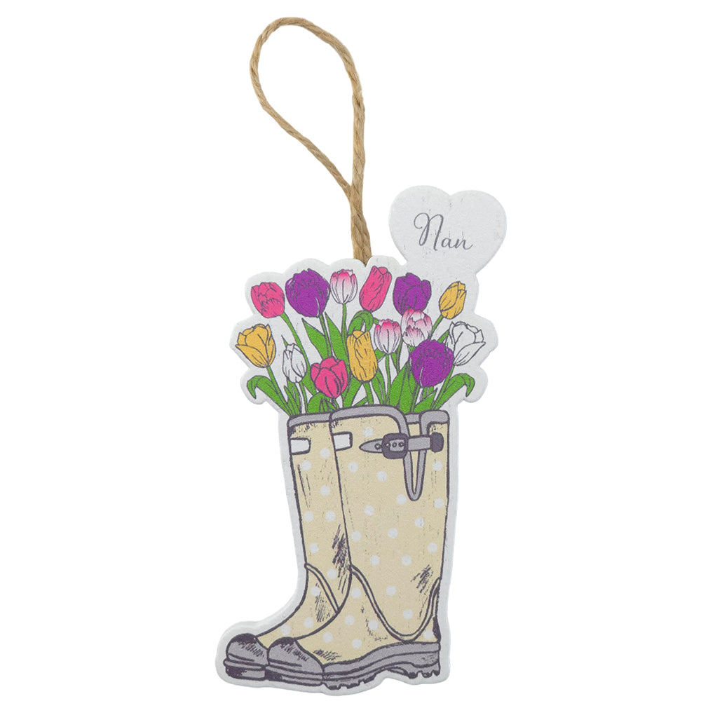 NAN | Floral Welly Boot Hanger | Little Gift | Cracker Filler
