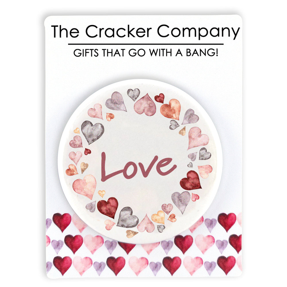 Watercolour Hearts | 38mm Button Pin Badge | Little Valentines Cracker Filler