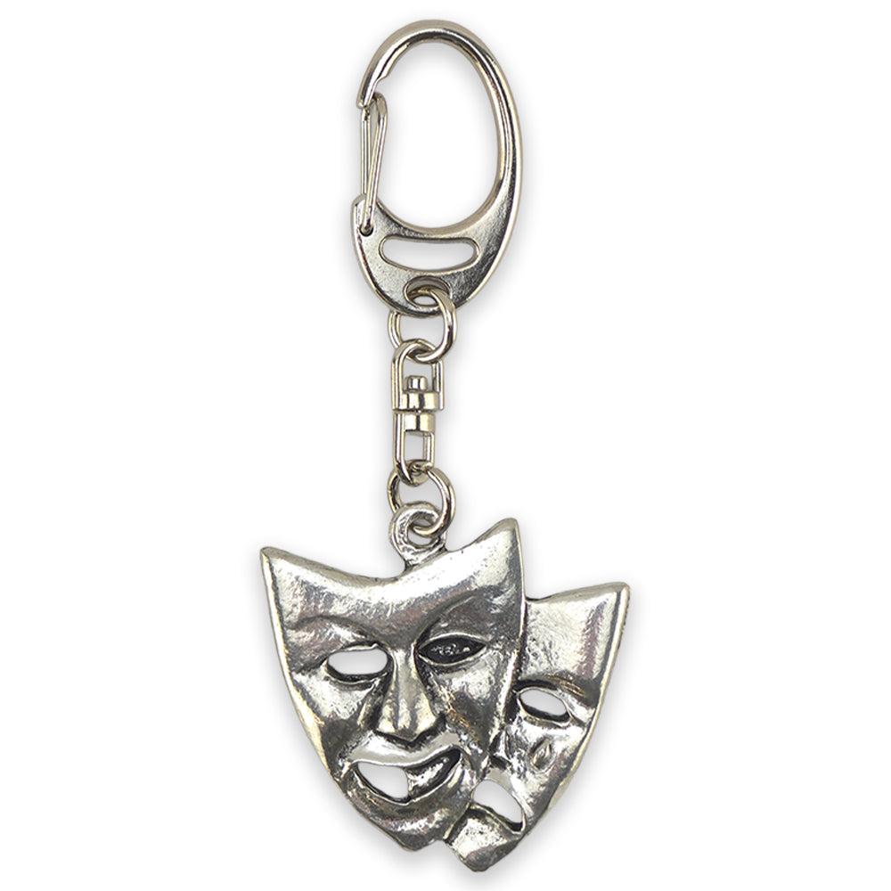 Theatre Mask | Chunky English Pewter 3D Keyring | Little Gift | Cracker Filler