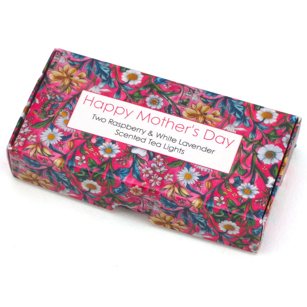 Happy Mother's Day | Raspberry & White Lavender Tealight Candles | Cracker Filler