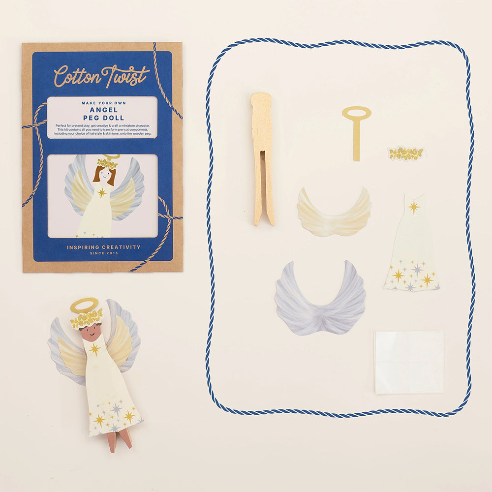 Make Your Own Angel Peg Doll | Complete Sustainable Christmas Craft Kit for Kids