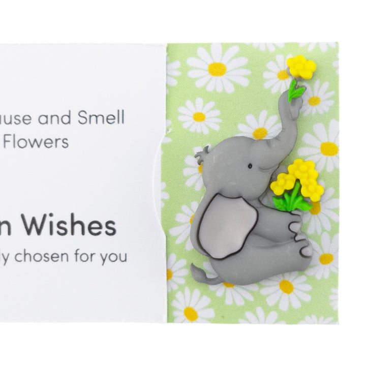 Always Pause and Smell the Flowers | Button Wishes Sew On Token | Little Gift