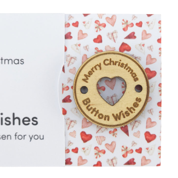Scandi Hearts | Button Wishes | Merry Christmas Sew On Token | Cracker Filler