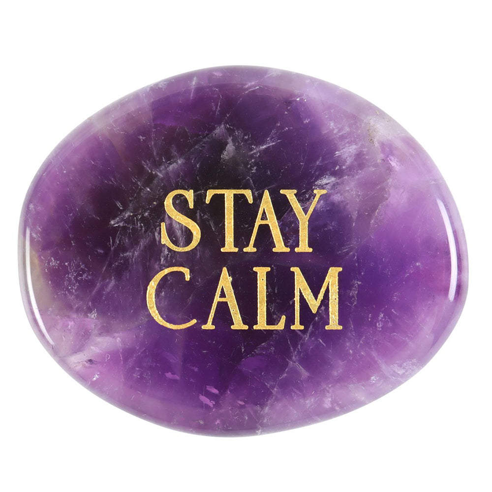Stay Calm | Amethyst Crystal Palm Stone | Card & Bag | Cracker Filler | Little Gift