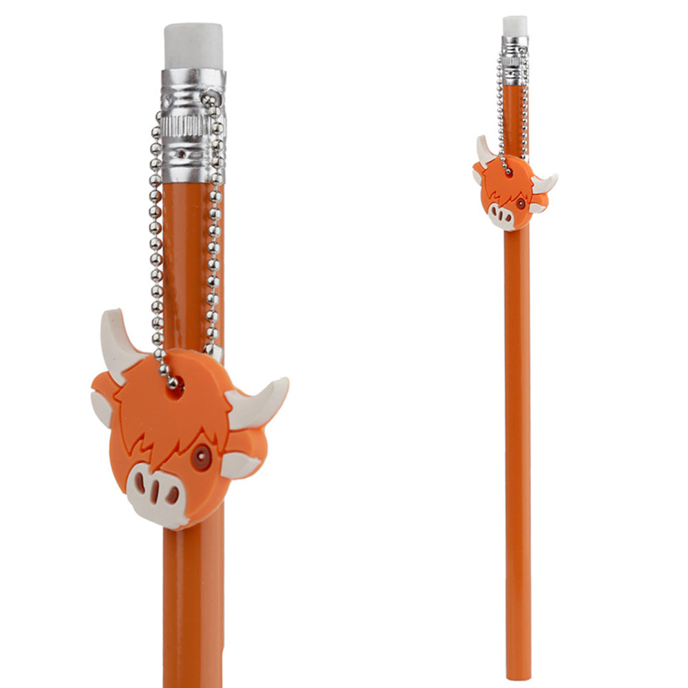 Highland Coo Cow Pencils | Set of 2 with PVC Charms | Letterbox Gift