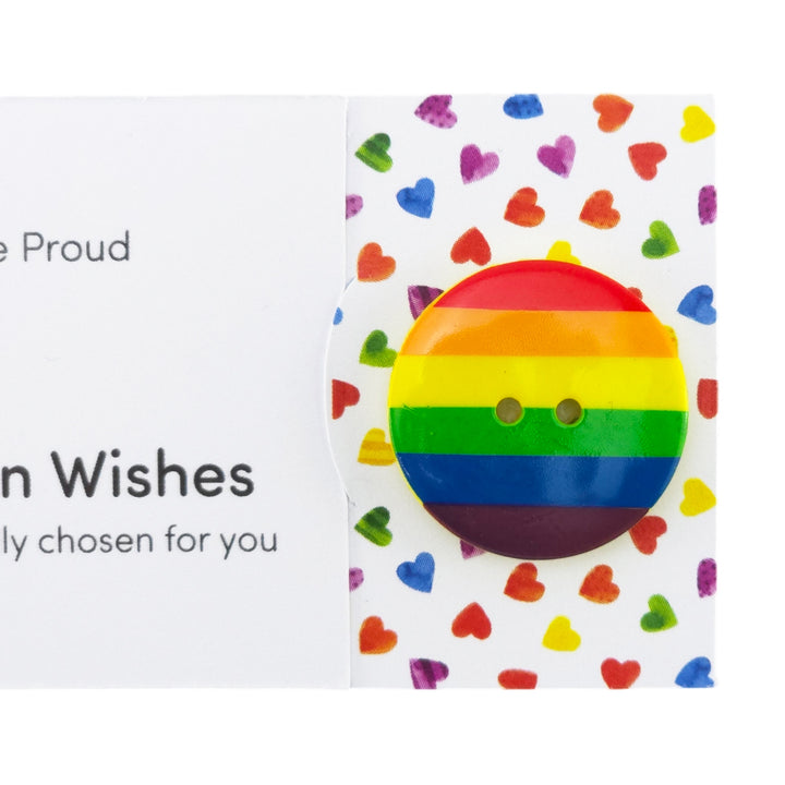 Be Proud | Rainbow | Button Wishes Sew On Token | Little Gift | Cracker Filler