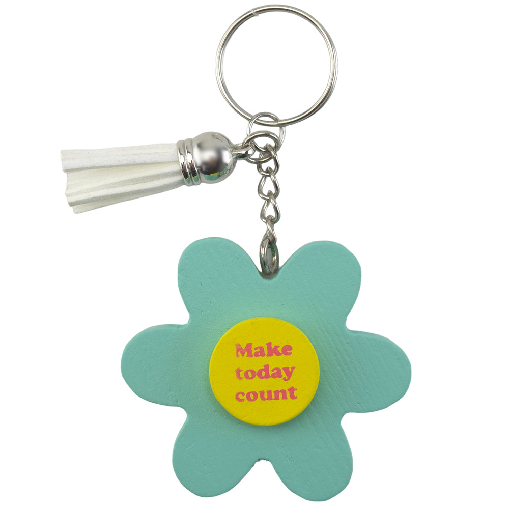MAKE TODAY COUNT | Retro Flower Keyring & Tassel | Little Gift | Cracker Filler