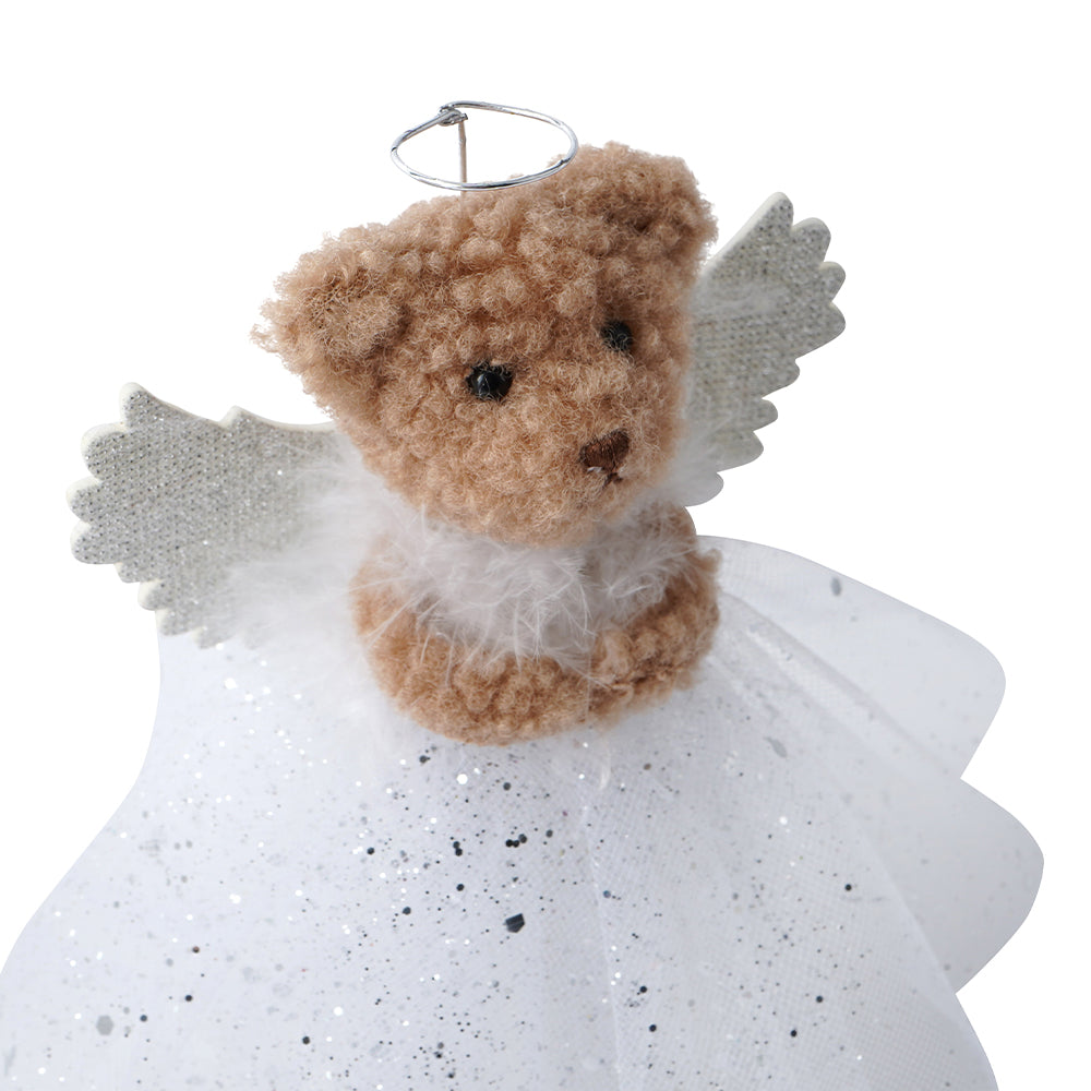Silver | Teddy Bear Angel | Christmas Tree Topper  | 17cm Tall