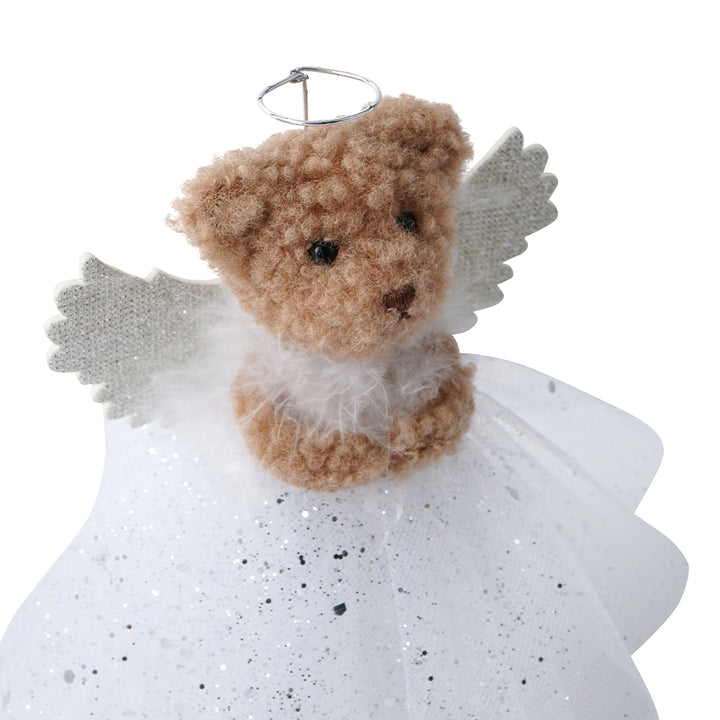 Silver | Teddy Bear Angel | Christmas Tree Topper  | 17cm Tall