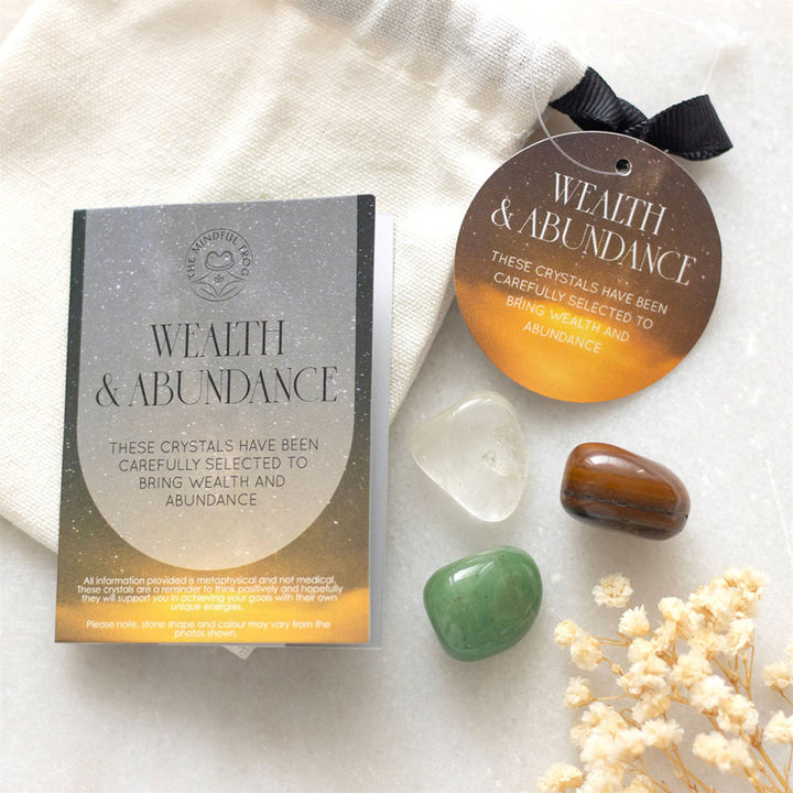 Wealth & Abundance | Healing Crystal Set & Bag | Mini Gift | Cracker Filler