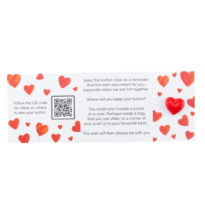 Love You More | Heart | Button Wishes Sew On Token | Little Gift | Cracker Filler
