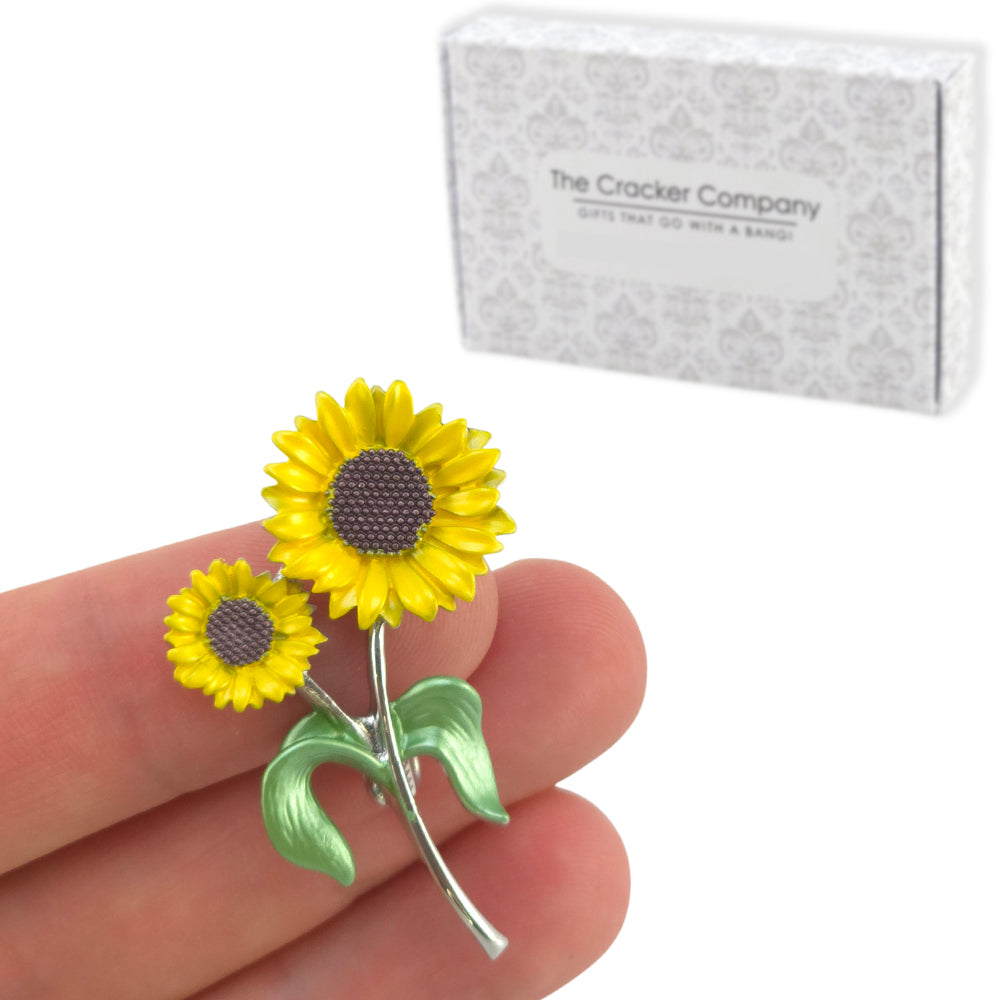 Cheery Sunflower Brooch | 4.2cm Long | Little Gift for Ladies | Cracker Filler