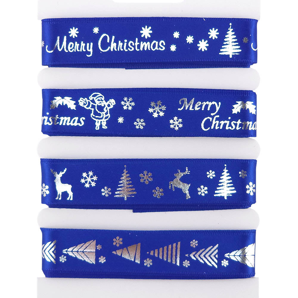 Christmas Ribbon Set | 15mm Wide | 4 Designs, Each 2m Long