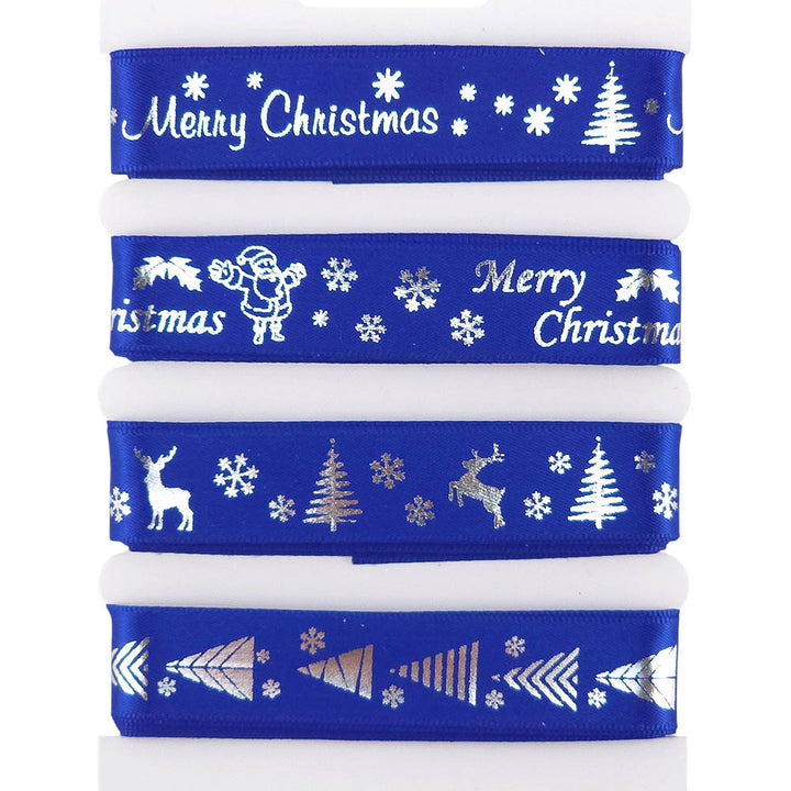 Christmas Ribbon Set | 15mm Wide | 4 Designs, Each 2m Long