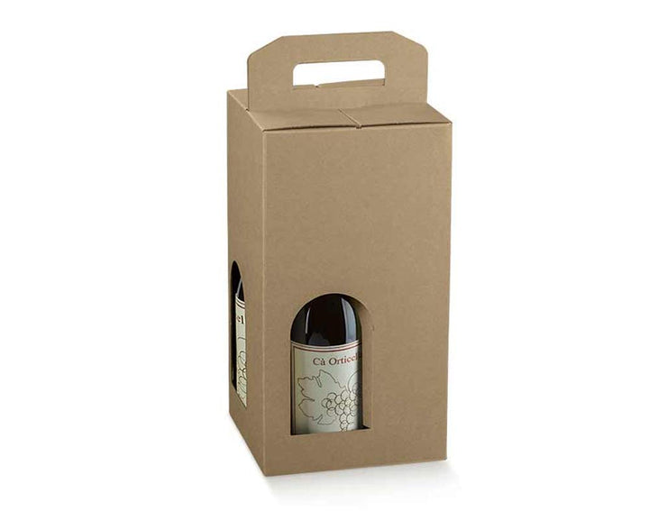 Kraft Cardboard Wine Bottle Gift Box for 2 Bottles