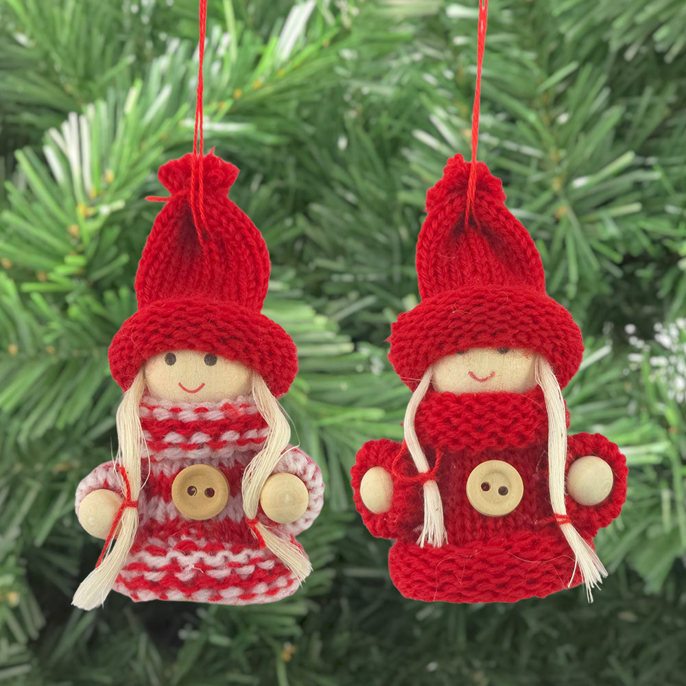 Scandi Girl | Knitted Christmas Tree Decoration | Single | Cracker Filler