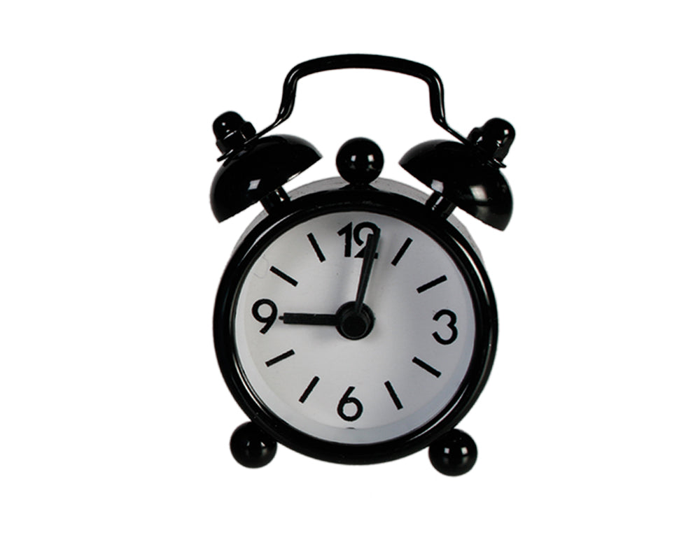 Black Miniature Old Fashioned Style Alarm Clock | Cracker Filler | Little Gift