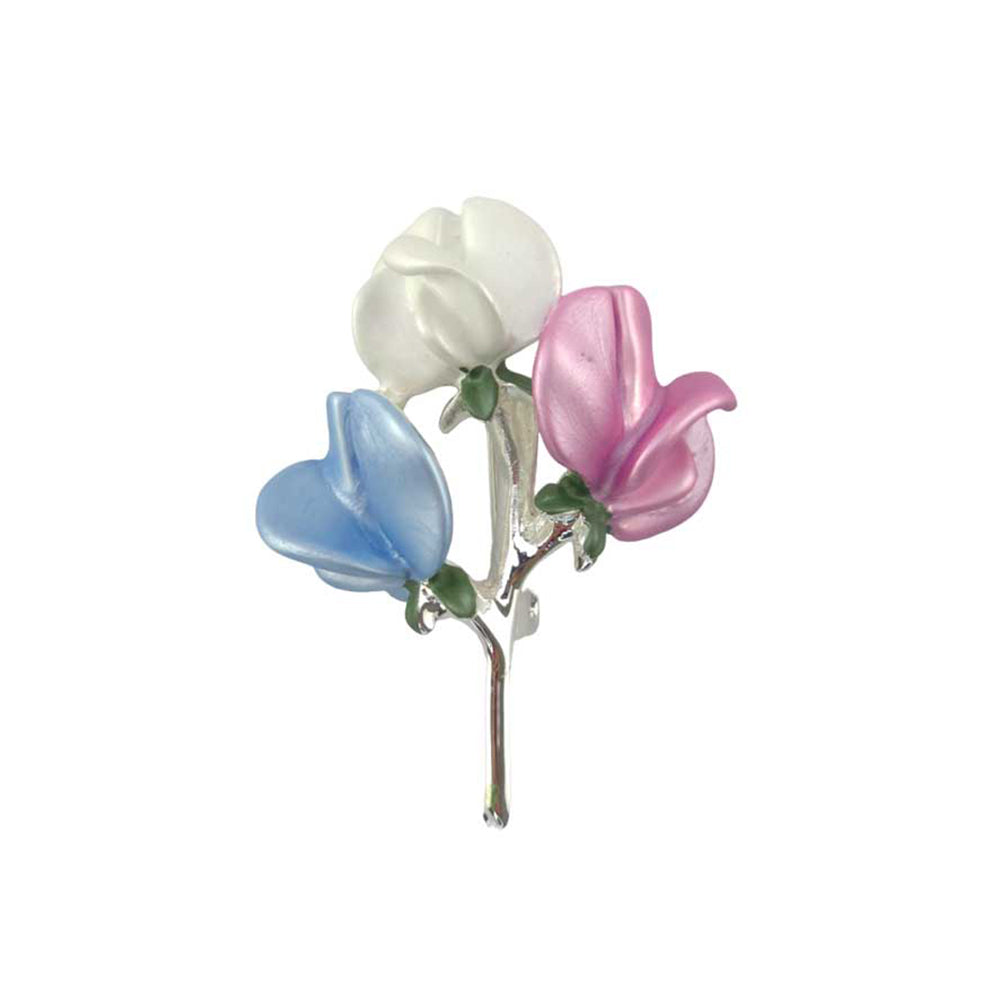 Sweet Pea Bouquet | Silver Tone Brooch | Little Gift | Cracker Filler