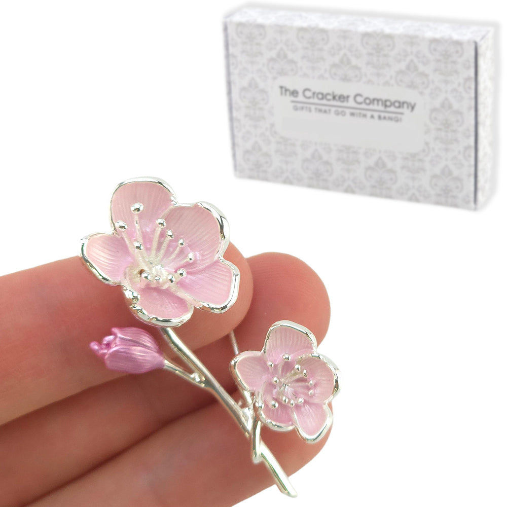 Cherry Blossom Brooch | 4.8cm Tall | Little Gift for Ladies | Cracker Filler