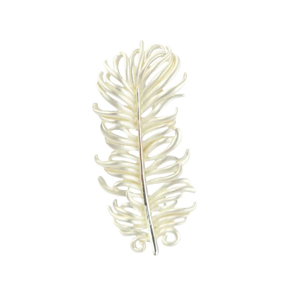 Pearlescent White Feather Brooch | 4.5cm Long | Little Gift | Cracker Filler