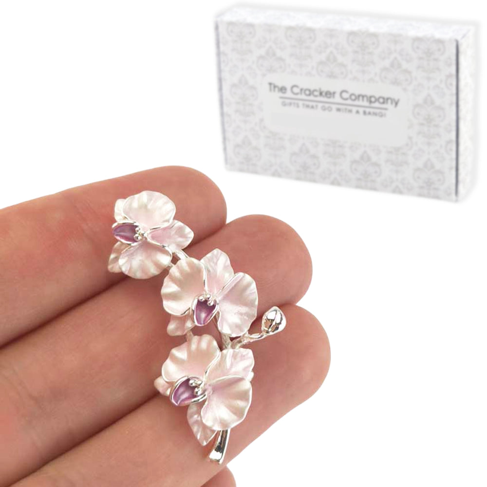 Pink Orchid Brooch | 4.5cm Long | Little Gift | Cracker Filler