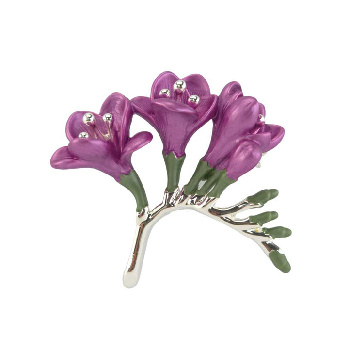 Pearlescent Purple Freesia Brooch | 4.5cm Wide | Little Gift | Cracker Filler