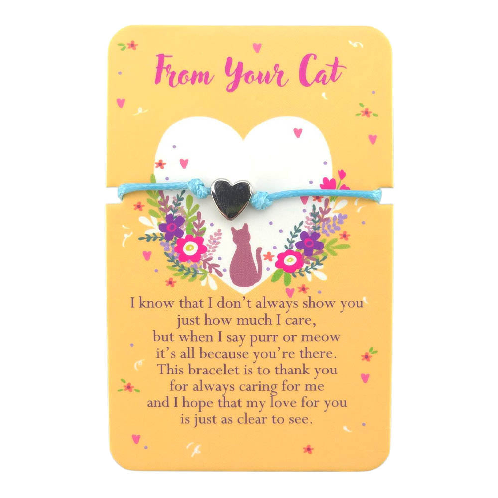 From Your Cat Cord Bracelet | Heart Warming Words | Little Gift | Cracker Filler