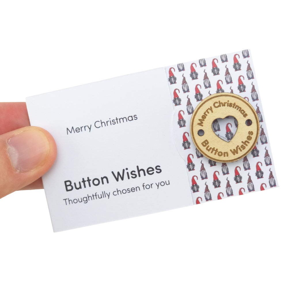 Nordic Gonk | Button Wishes | Merry Christmas Sew On Token | Cracker Filler