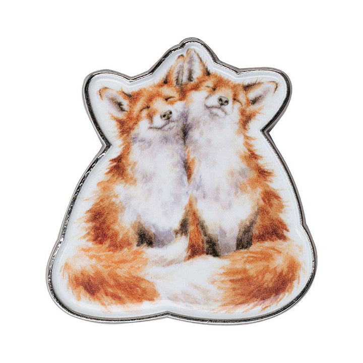 Cute Foxes | Pin Badge for Ladies | Wrendale | Mini Gift | Cracker Filler