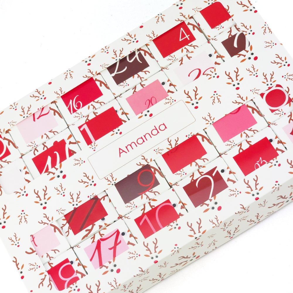 Personalised Advent Calendar Kit | 24 Cubes & Outer Box | Googly Rudolph