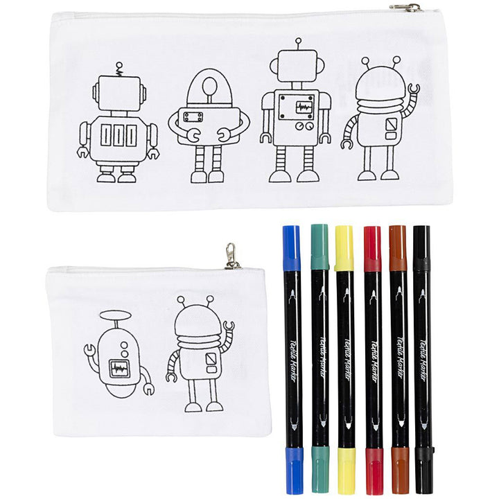 Robot | Fabric Painting Kit | Textile Pen Markers | Complete Kids Craft Kit
