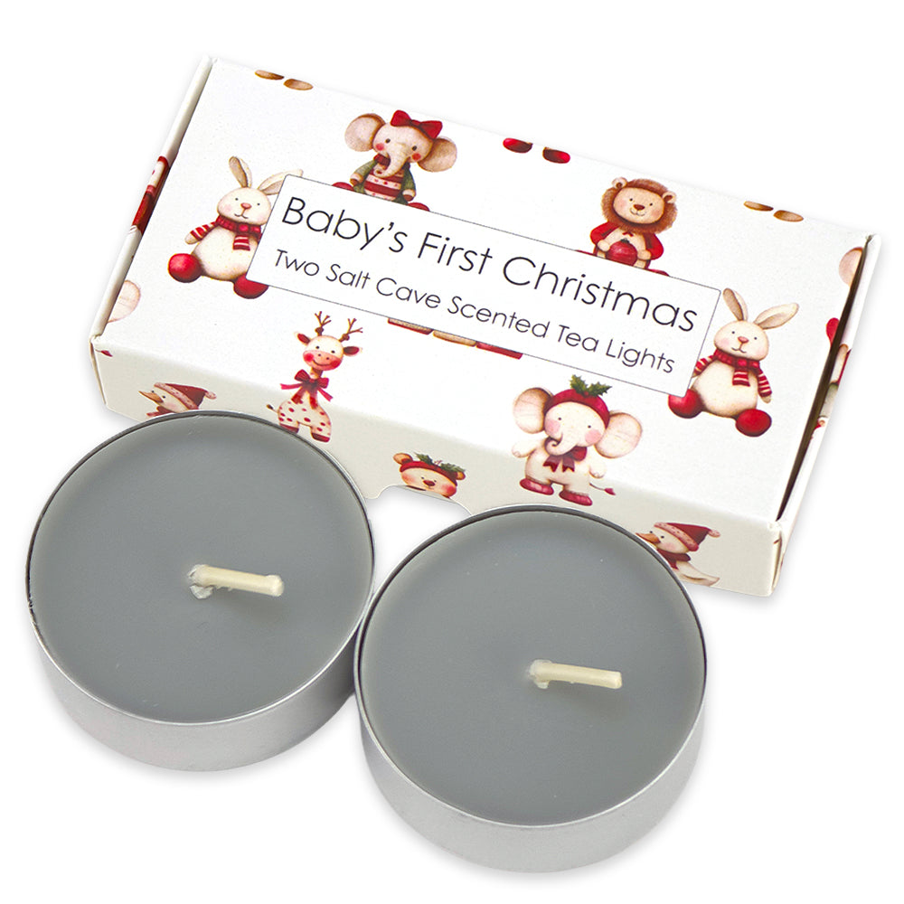 Salt Cave Tealight Candles | Baby's First Christmas | Mini Gift | Cracker Filler