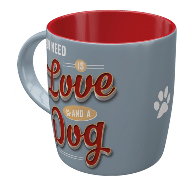 All You Need is Love and a Dog Vintage Design Ceramic Mug | Chunky Ceramic Mug