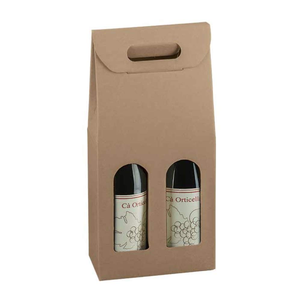 Kraft Cardboard Wine Bottle Gift Box for 1 Bottle