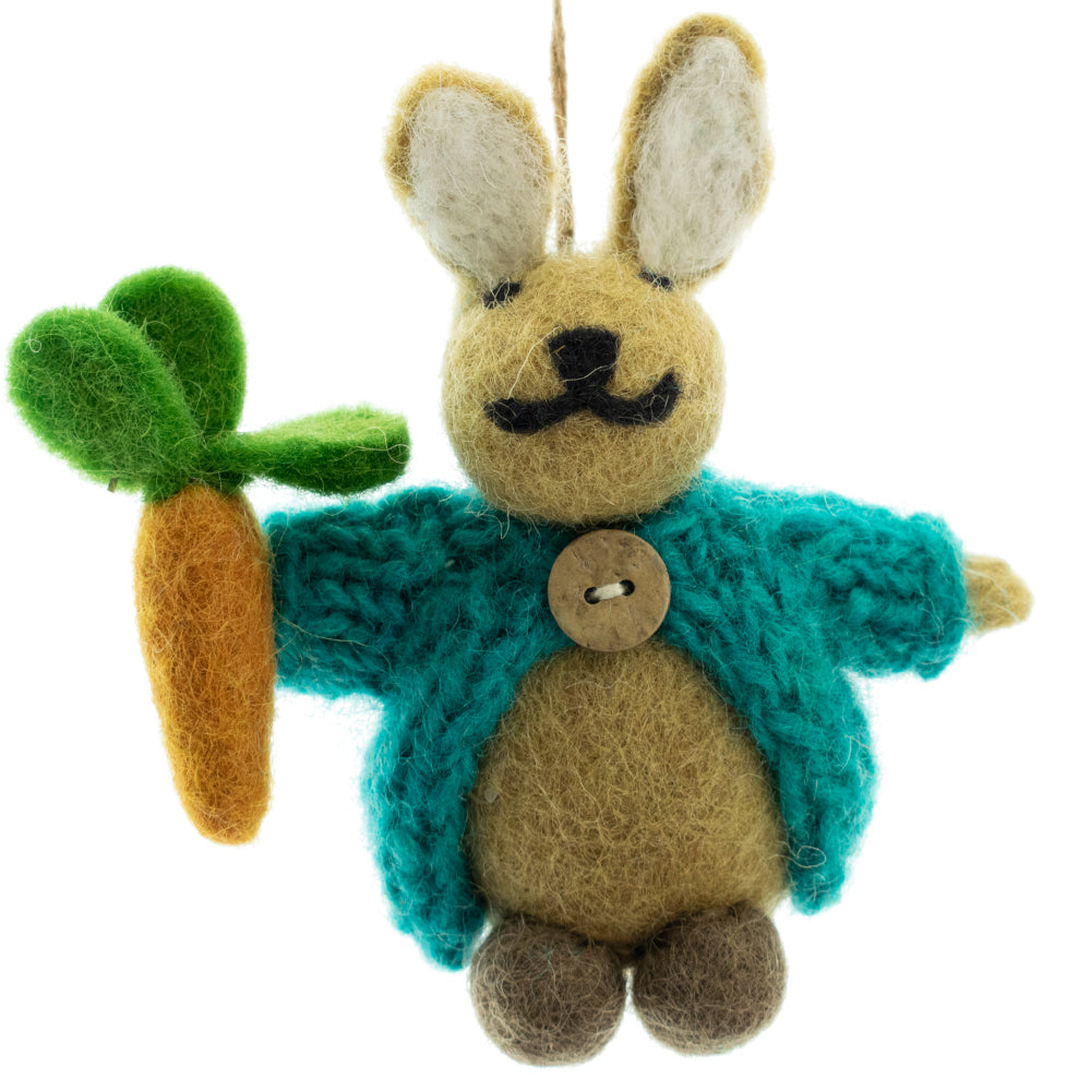 10cm Felted Rabbit in Cardigan | Is it Peter Rabbit? | Easter Tree Dec ...